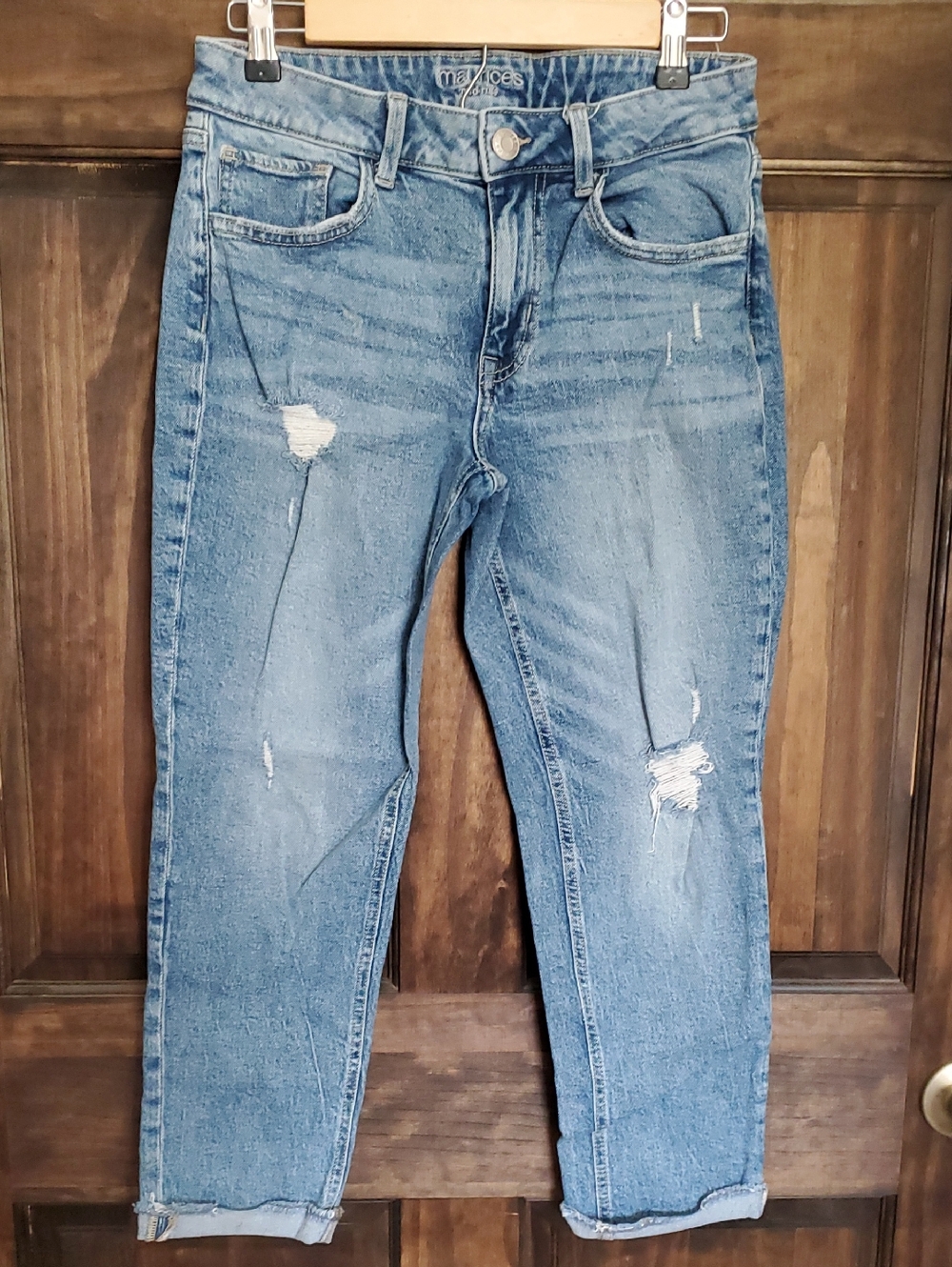Maurices Light Blue Distressed Straight Jeans